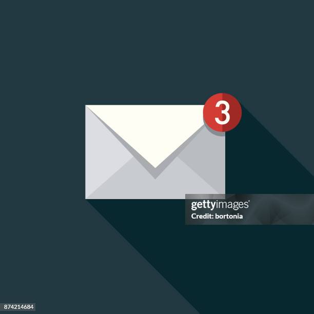 email social media flat design icon with side shadow - notification icon stock illustrations