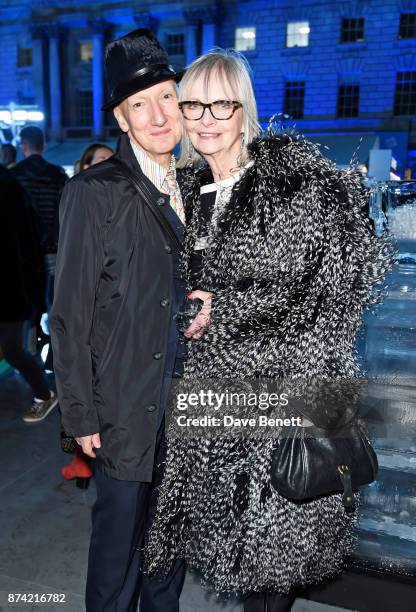 Stephen Jones and Jan de Villeneuve attend the opening party of Skate at Somerset House with Fortnum & Mason on November 14, 2017 in London, England....