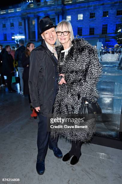Stephen Jones and Jan de Villeneuve attend the opening party of Skate at Somerset House with Fortnum & Mason on November 14, 2017 in London, England....