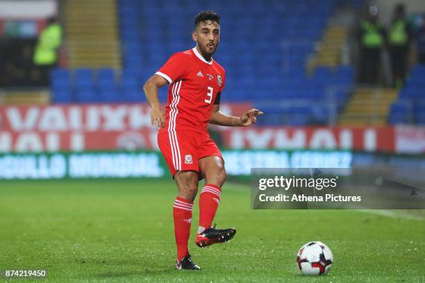 Neil Taylor of Wales during the International Friendly match between Wales and Panama at The Cardiff City Stadium on November 14, 2017 in Cardiff,...