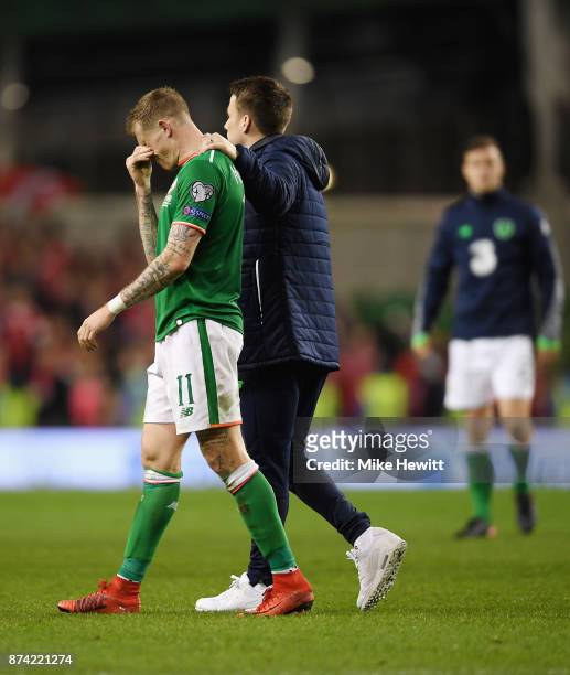 James McClean of the Republic of Ireland is dejected after the FIFA 2018 World Cup Qualifier Play-Off: Second Leg between Republic of Ireland and...