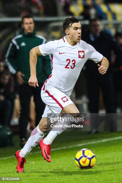 Konrad Michalak during UEFA U21 Championship Qualifier match between Poland and Denmark on November 14, 2017 in Gdynia, Poland.