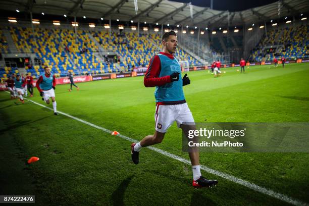 Jan Bednarek during UEFA U21 Championship Qualifier match between Poland and Denmark on November 14, 2017 in Gdynia, Poland.