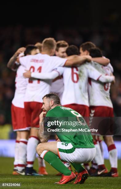 Dublin , Ireland - 14 November 2017; Daryl Murphy of Republic of Ireland reacts following the FIFA 2018 World Cup Qualifier Play-off 2nd leg match...