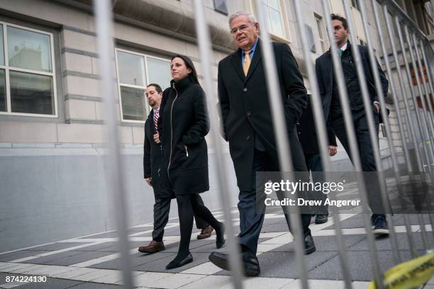 Sen. Robert 'Bob' Menendez departs federal court, November 14, 2017 in Newark, New Jersey. The jury continues to deliberate in his corruption trial.