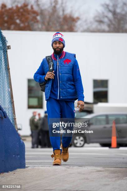 Joe Webb of the Buffalo Bills walks into New Era Field before the game between the Buffalo Bills and the New Orleans Saints on November 12, 2017 in...