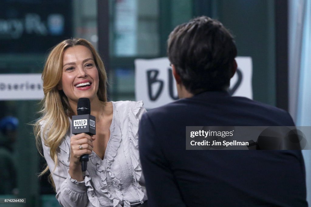 Model Petra Nemcova and moderator Ricky Camilleri attend Build to