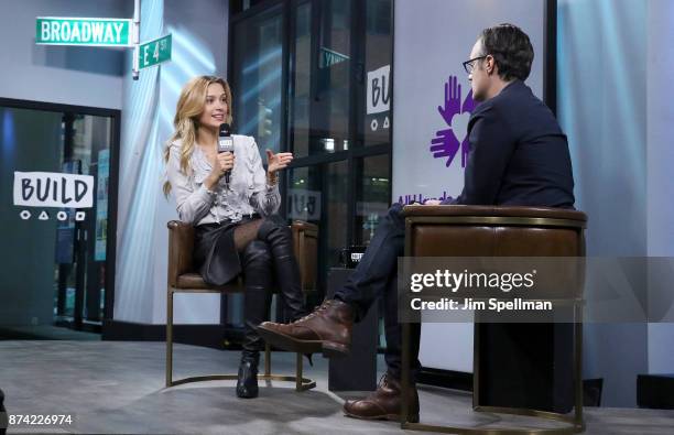 Model Petra Nemcova and moderator Ricky Camilleri attend Build to discuss Hands and Hearts - Smart Response at Build Studio on November 14, 2017 in...