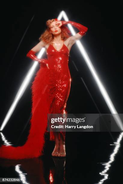 Harry Langdon fashion photos: Model Dagmar Peterson poses for a portrait wearing Ellene Warren Designs in 1980 in Los Angeles, California.