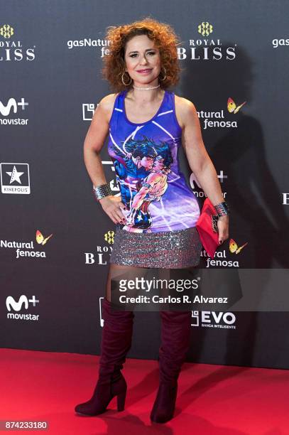 Singer Vicky Larraz attends 'La Liga de La Justicia' premiere at the Kinepolis cinema on November 14, 2017 in Madrid, Spain.