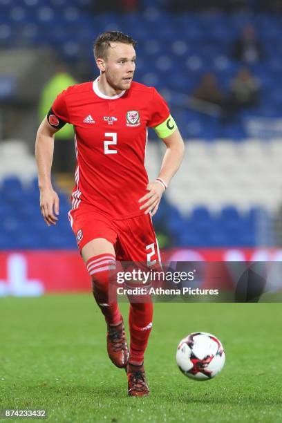 Chris Gunter of Wales during the International Friendly match between Wales and Panama at The Cardiff City Stadium on November 14, 2017 in Cardiff,...