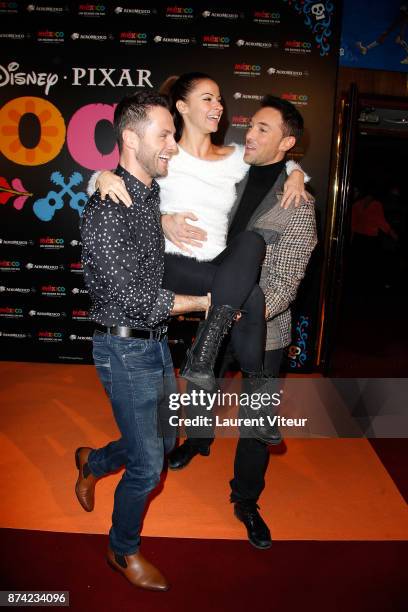 Dancers Christian Millette, Denitsa Ikonomova and Maxime Demeyrez attend "Coco" Special Screening at Le Grand Rex on November 14, 2017 in Paris,...