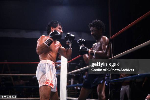 Atlantic City, NJ Oscar Muniz, Jeff Chandler boxing at Sands Casino Hotel, July 23, 1983.