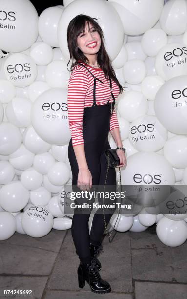 Daisy Lowe attends the 'EOS Lip Balm Winter Lips' party at Jimmy's Lodge Pop up on November 14, 2017 in London, England.