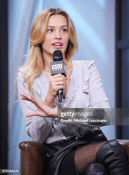 Model Petra Nemcova visits Build Studio to discuss the initiative she co-founded, Hands And Hearts - Smart Response, on November 14, 2017 in New York...