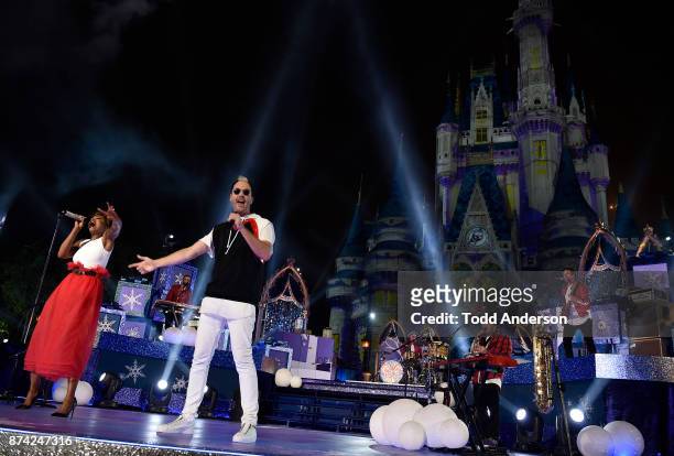 Indie pop band Fitz and The Tantrums performs at Magic Kingdom Park at Walt Disney World Resort in Lake Buena Vista, Fla., Sunday, Nov. 5 during a...