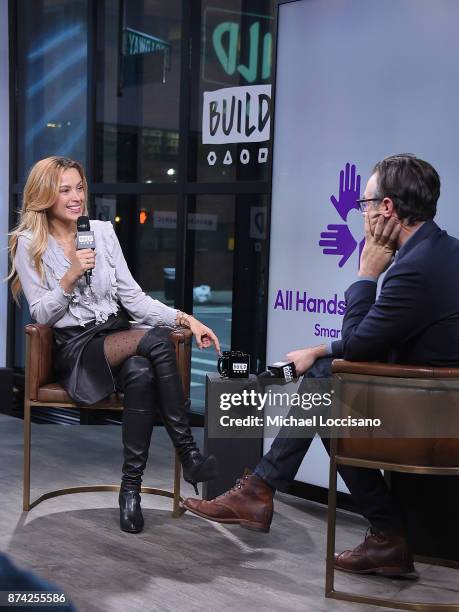 Model Petra Nemcova visits Build Studio to discuss the initiative she co-founded, Hands And Hearts - Smart Response, on November 14, 2017 in New York...