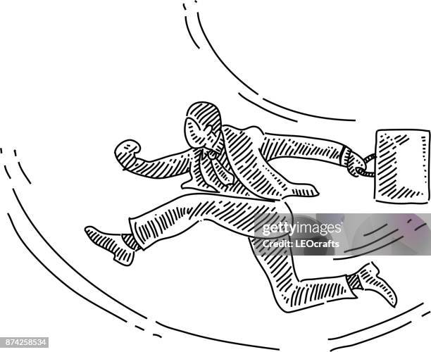 business man in hurry drawing - late spring stock illustrations
