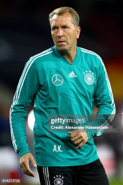 Andreas Köpke, assistent coach of Germany looks on prior to the international friendly match between Germany and France at RheinEnergieStadion on...