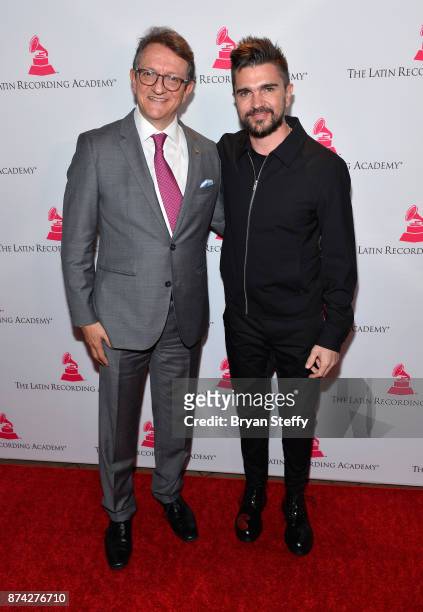 Gabriel Abaroa, President and CEO of the Latin Recording Academy and Juanes attend the Leading Ladies Lunch during the 18th annual Latin Grammy...