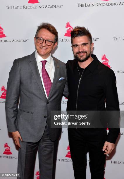 Gabriel Abaroa, President and CEO of the Latin Recording Academy and Juanes attend the Leading Ladies Lunch during the 18th annual Latin Grammy...