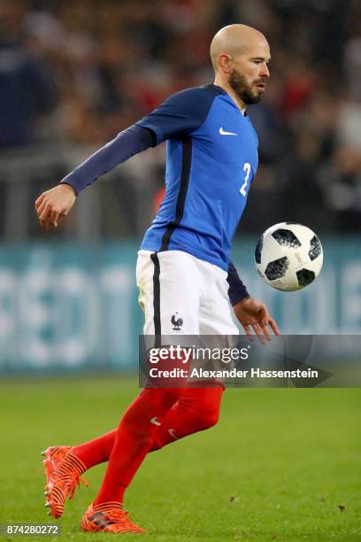 Christophe Jallet of France runs with the ball during the international friendly match between Germany and France at RheinEnergieStadion on November...