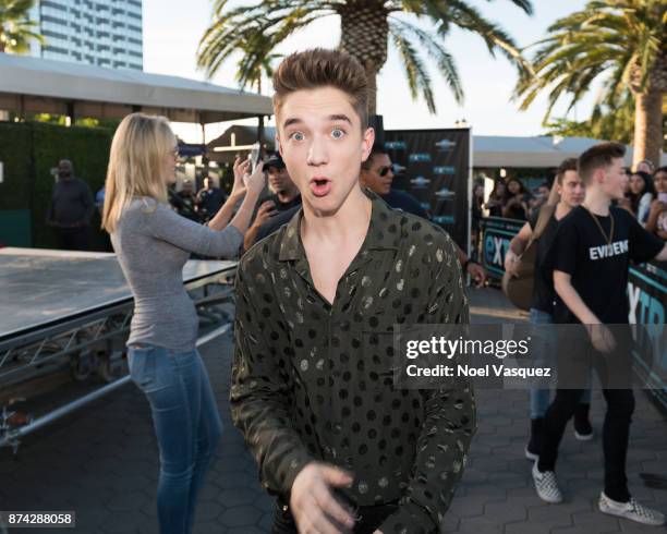 Daniel Seavey of Why Don't We visits "Extra" at Universal Studios Hollywood on November 14, 2017 in Universal City, California.