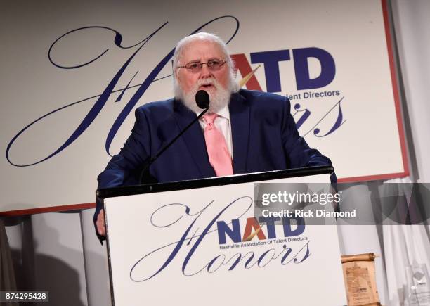 Charlie Daniels speaks onstage during the 2017 NATD Honors Gala at Hermitage Hotel on November 14, 2017 in Nashville, Tennessee.