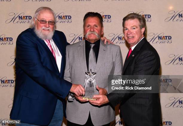 Charlie Daniels, honoree David Corlew, and NATD President Steve Tolman attend the 2017 NATD Honors Gala at Hermitage Hotel on November 14, 2017 in...