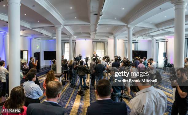Coalition for Marriage spokesman Lyle Shelton fronts the media on November 15, 2017 in Sydney, Australia. Australians have voted for marriage laws to...