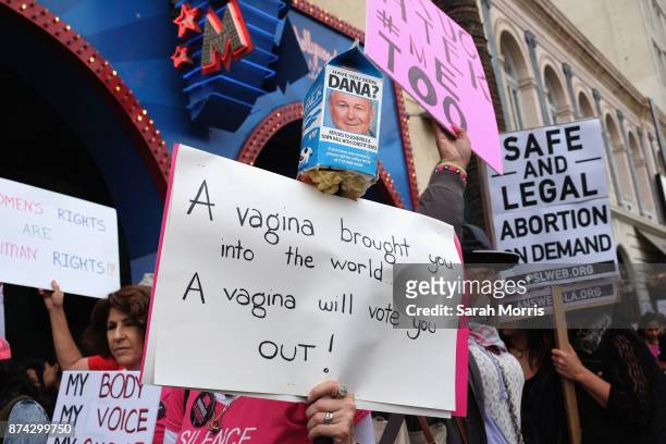 Activists participate in the Take Back The Workplace March and #MeToo Survivors March & Rally on November 12, 2017 in Beverly Hills, California.