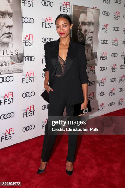 Zoe Saldana attends the screening of "Hostiles" at AFI FEST 2017 Presented By Audi at TCL Chinese Theatre on November 14, 2017 in Hollywood,...