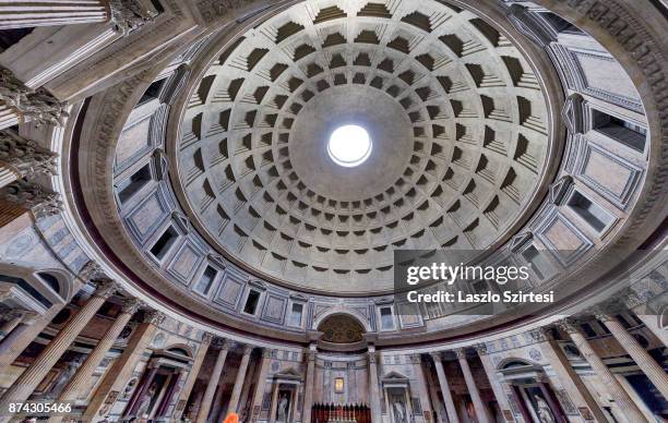 The Pantheon is seen from inside on October 31, 2017 in Rome, Italy. Rome is one of the most popular tourist destinations in the World.