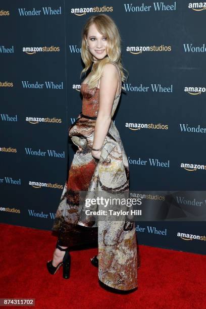 Juno Temple attends the premiere of "Wonder Wheel" at Museum of Modern Art on November 14, 2017 in New York City.