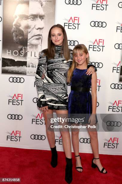 Stella Cooper and Ava Cooper attend the screening of "Hostiles" at AFI FEST 2017 Presented By Audi at TCL Chinese Theatre on November 14, 2017 in...