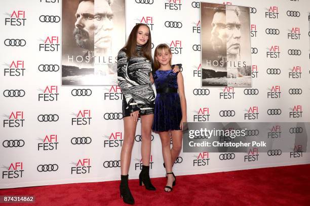 Stella Cooper and Ava Cooper attend the screening of "Hostiles" at AFI FEST 2017 Presented By Audi at TCL Chinese Theatre on November 14, 2017 in...
