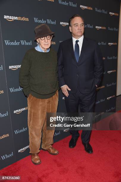 Woody Allen and Jim Belushi attend the "Wonder Wheel" New York screening at the Museum of Modern Art on November 14, 2017 in New York City.