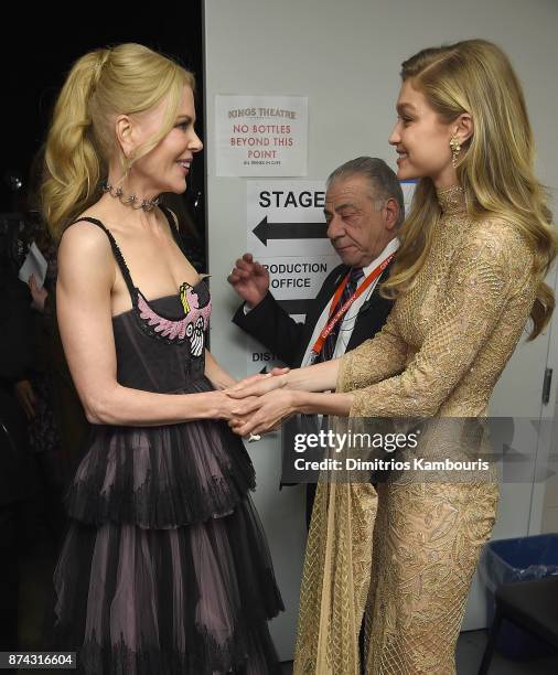 Nicole Kidman and Gigi Hadid pose backstage at Glamour's 2017 Women of The Year Awards at Kings Theatre on November 13, 2017 in Brooklyn, New York.