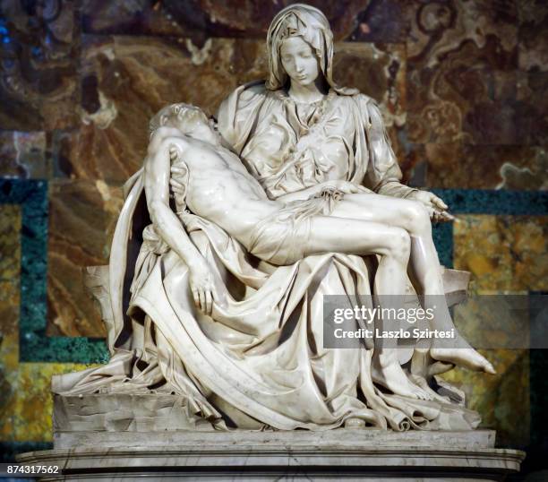 The 'La Pieta' is seen at St. Peter's basilica on November 1, 2017 in Vatican City, Vatican. Thousands of people visit every day the largest...