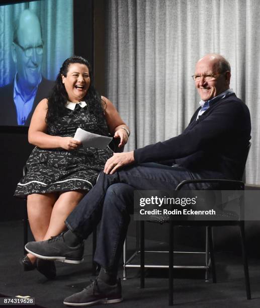 Variety's Jenelle Riley and actor Richard Jenkins speak onstage at SAG-AFTRA Foundation Conversations at SAG-AFTRA Foundation Screening Room on...