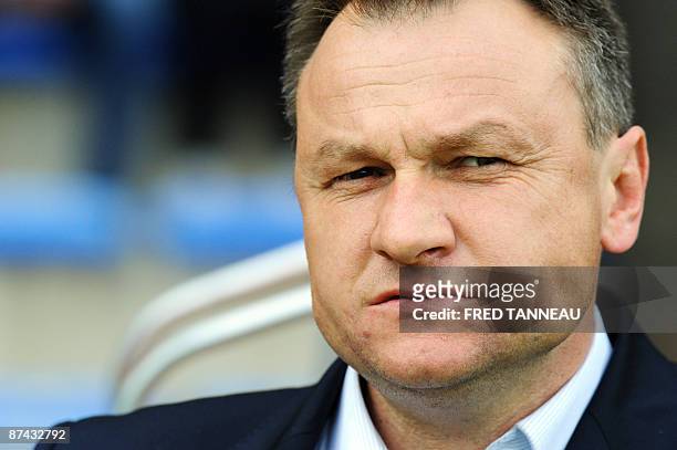 Le Havre's coach Frederic Hantz is seen during the French L1 football match Lorient vs. Le Havre on May 16, 2009 at the Moustoir stadium, in Lorient,...