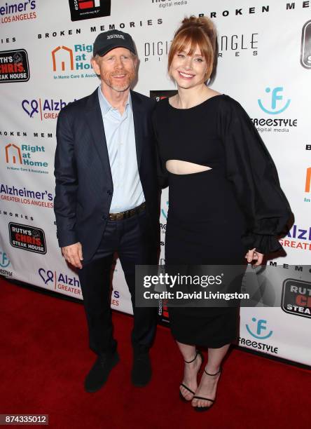 Director Ron Howard and daughter actress Bryce Dallas Howard attend a benefit screening of Digital Jungle Pictures' "Broken Memories" at the Writers...