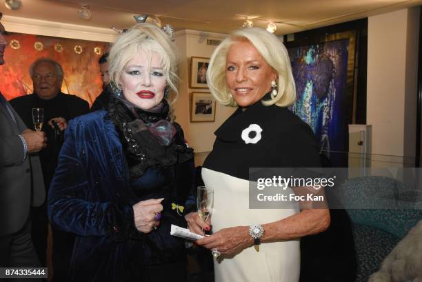 Armande Altai and Martine de Leseleuc attend 'La Femme dans Le Siecle' Exhibition and Award Ceremony Cocktail at Galerie FRM on November 14, 2017 in...