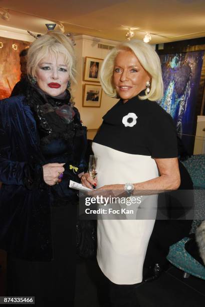Armande Altai and Martine de Leseleuc attend 'La Femme dans Le Siecle' Exhibition and Award Ceremony Cocktail at Galerie FRM on November 14, 2017 in...