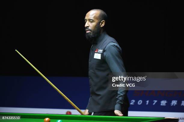 Rory McLeod of England reacts during the first round match against Stephen Maguire of Scotland on day two of 2017 Shanghai Masters at Shanghai Grand...