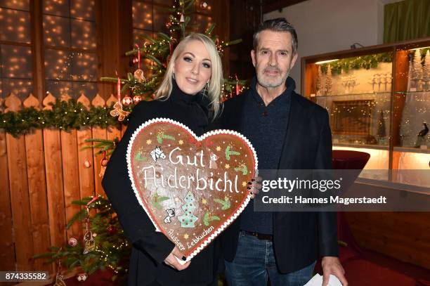 Kathrin Glock and Rupert Everett during the Gut Aiderbichl Christmas Market opening on November 14, 2017 in Henndorf am Wallersee, Austria.