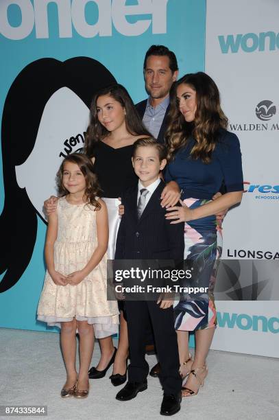 Jason Tremblay, Christina Tremblay, actor Jacob Tremblay, Erica Tremblay and Emma Tremblay attend Lionsgate's premiere of "Wonder" held at the...