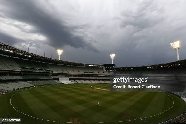 General view during day three of the Sheffield Shield match between Victoria and Tasmania at Melbourne Cricket Ground on November 15, 2017 in...