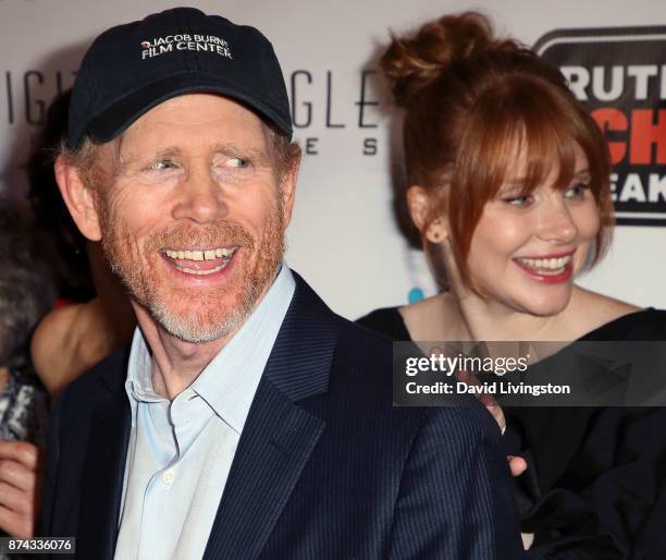 Director Ron Howard and daughter actress Bryce Dallas Howard attend a benefit screening of Digital Jungle Pictures' "Broken Memories" at the Writers...