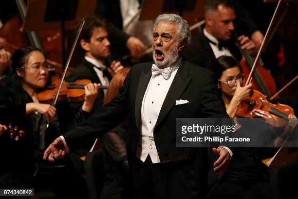 Placido Domingo performs onstage during LA Opera's Nabucco in Concert starring Placido Domingo at Musco Center for the Arts on November 14, 2017 in...
